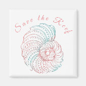 救ザリーフピンクとティール（緑がかった色）ウォーター認識度 マグネット (正面)