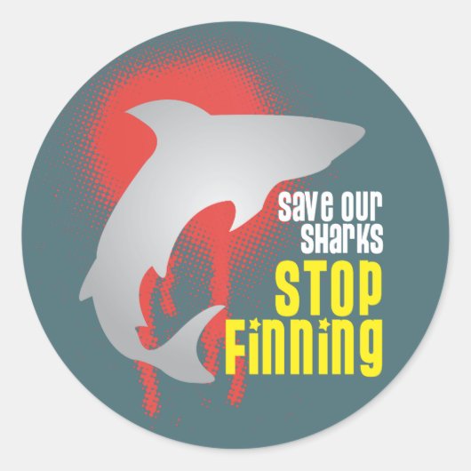 救ストップShaks Finning Stickers ラウンドシール (正面)