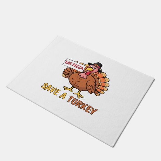 救ターク食べのおもしろいピザ ドアマット (アングル)