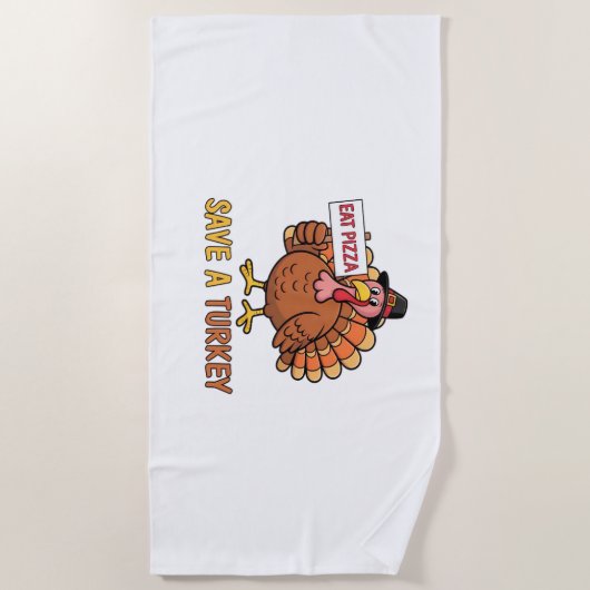 救ターク食べのおもしろいピザ ビーチタオル (正面)
