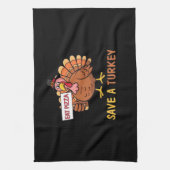 救トルコのピザッザ感謝祭おもしろいの キッチンタオル (縦)