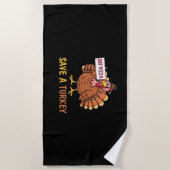 救トルコのピザッザ感謝祭おもしろいの ビーチタオル (正面)