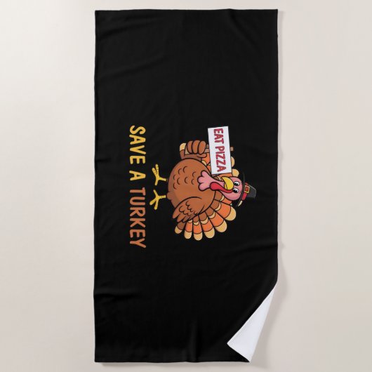 救トルコのピザッザ感謝祭おもしろいの ビーチタオル (正面)