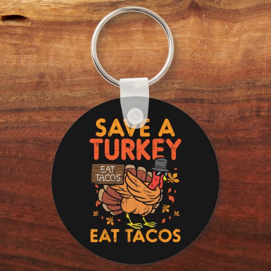 救トルコ食べタコスのメキシコのおもしろい感謝祭フー キーホルダー (正面)