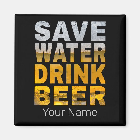 救バチュラーパーティ用水飲みビールことわざ マグネット (正面)