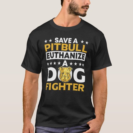 救ピットブルが犬の戦闘服を安楽死にする Tシャツ (正面)