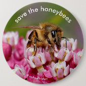 救ミツバチ受粉 缶バッジ (正面)