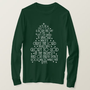 救世主が生まれました ルカ2-11 クリスマスツリーTシャツ Tシャツ