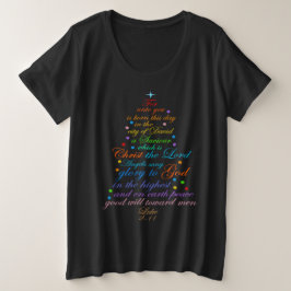救世主が誕生した ルカ2-11 クリスマスツリーTシャツ プラスサイズTシャツ