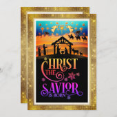 "救世主キリストの誕生" クリスマスの降誕 シーズンカード (正面/裏面)