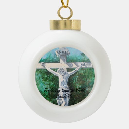 救世主 クリスマス イースター 洗礼 聖週間 セラミックボールオーナメント (正面)