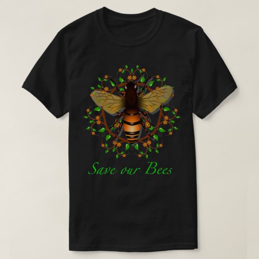 救保護Bees環境生態テーマde Tシャツ (デザイン正面)
