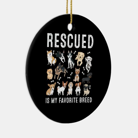 救出されたお気に入りののは私の種のかわいい救助犬 セラミックオーナメント (右)