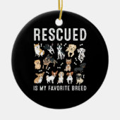 救出されたお気に入りののは私の種のかわいい救助犬 セラミックオーナメント (正面)