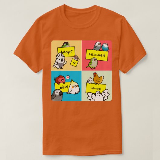 救出された鳥を養子にする Tシャツ (デザイン正面)