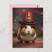 救出の準備:火の虫の帽子をかぶったモルモット。 ポストカード (正面/裏面)