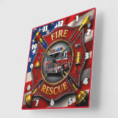 救出英雄アメリカ国旗 スクエア壁時計 (傾斜)