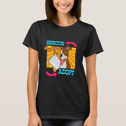 救助が猫を飼う犬の動物の救助 Tシャツ (正面)