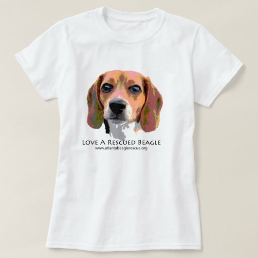 救助されたビーグル犬を愛して下さい Tシャツ (デザイン正面)