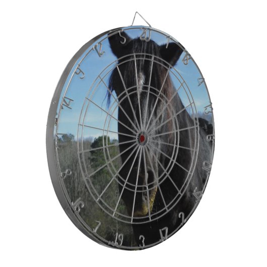 救助された黒荷車を引く馬 ダーツボード (正面左)