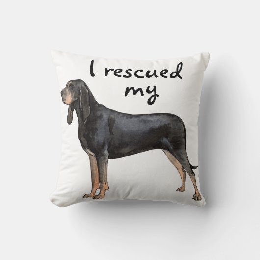 救助の黒およびタンのCoonhound クッション (正面)