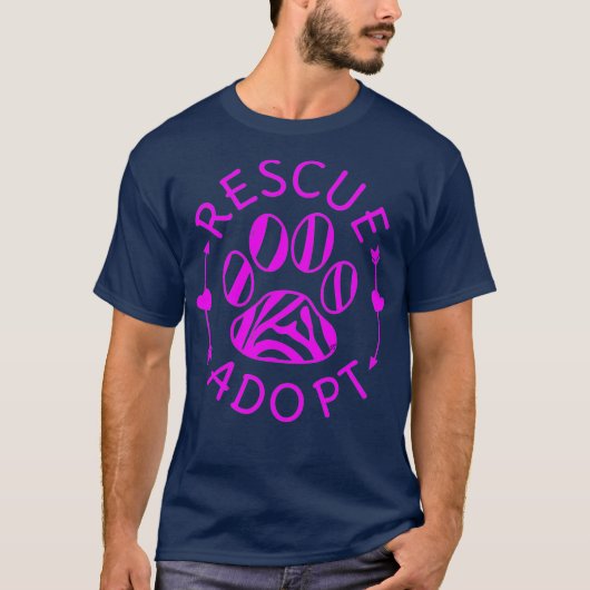 救助動物愛好家ギフト猫の犬の手を採用 Tシャツ (正面)