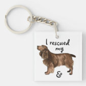 救助場スパニエル犬 キーホルダー (正面)