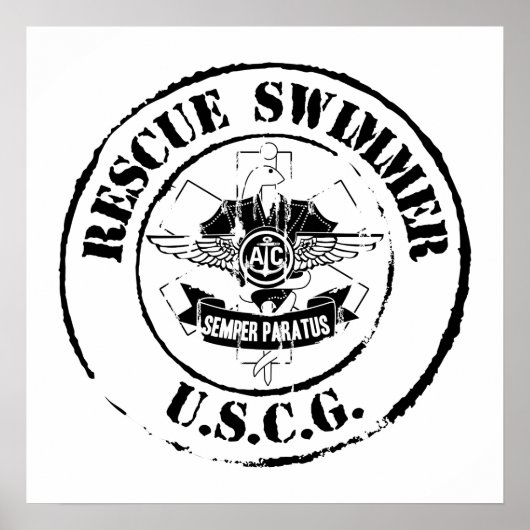 救助泳ぐ人グランジ ポスター (正面)