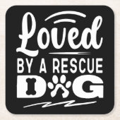 救助犬のペット養子縁組の贈り物に愛される スクエアペーパーコースター (正面)