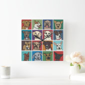 救助犬の漫画 スクエア壁時計 (ホーム)