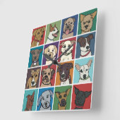 救助犬の漫画 スクエア壁時計 (傾斜)