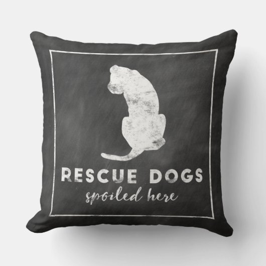 救助犬はヴィンテージの黒板をここにだめにしました クッション (正面)