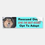 救助犬は最も最高のなキスを与えます! … バンパーステッカー (正面)