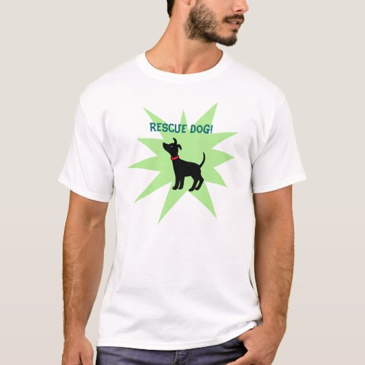 救助犬は黒い避難所犬ペットTシャツを合わせます Tシャツ (正面)