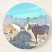 救助荷車を引く馬食べの干し草 コースター (正面)