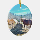 救助荷車を引く馬食べの干し草 セラミックオーナメント (右)