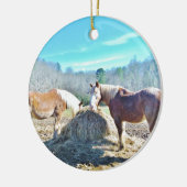 救助荷車を引く馬食べの干し草 セラミックオーナメント (左)