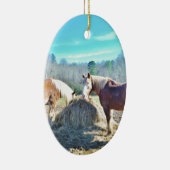 救助荷車を引く馬食べの干し草 セラミックオーナメント (右)