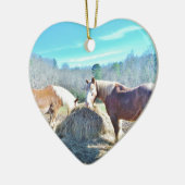 救助荷車を引く馬食べの干し草 セラミックオーナメント (左)