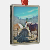 救助荷車を引く馬食べの干し草 メタルオーナメント (右)