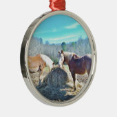 救助荷車を引く馬食べの干し草 メタルオーナメント (右)