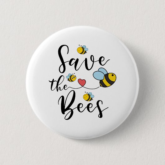 救可愛くて愛らしいミツバチ 缶バッジ (正面)