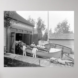 救命ステーション、1890年。ヴィンテージ写真 ポスター