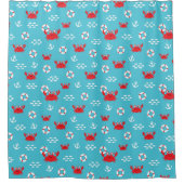 救命ブイ付きカニ シャワーカーテン (正面)