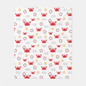 救命ブイ付きカニ フリースブランケット (正面)