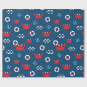 救命ブイ付きカニ ラッピングペーパー (フラット)