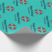 救命リングブイ航海の誕生日カスタム ラッピングペーパー (角)