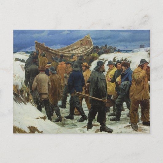 救命艇はアンチャーによって砂丘を通過する ポストカード (正面)