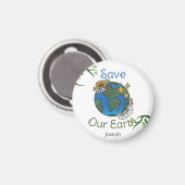 救地球，地球の日，愛の地球，パーソナライズ マグネット (正面/裏面)