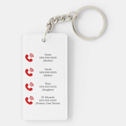 救急医療状態の場合はICEカード キーホルダー (裏面)